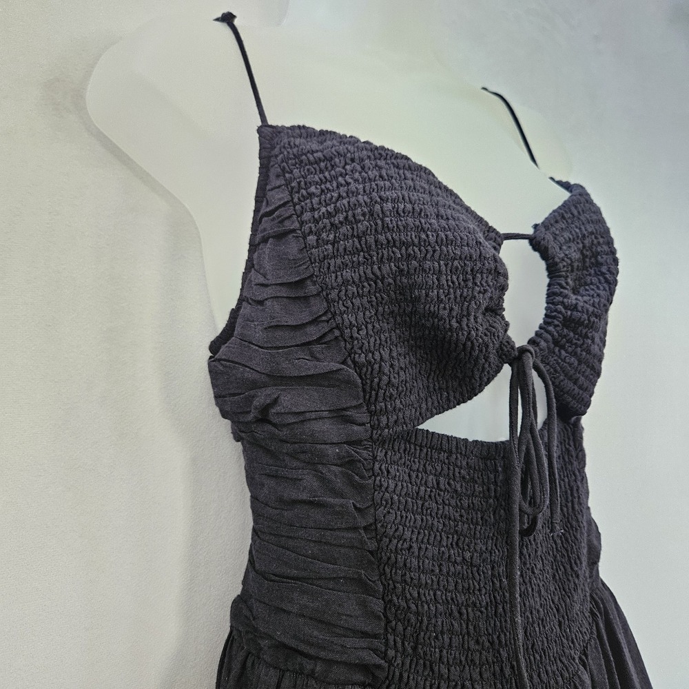 Free People Jumpsuit sz L Day Glow One Piece Black Wide Leg Whimsigoth Fairy NWT - Picture 10 of 15